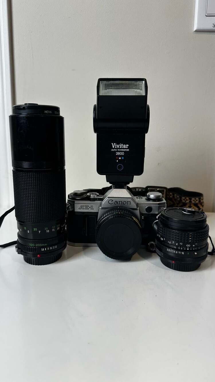 Canon AE-1 35mm Film Camera Kit w/ Canon 100-200mm f/5.6 Lens & Tokina 28mm f/2.